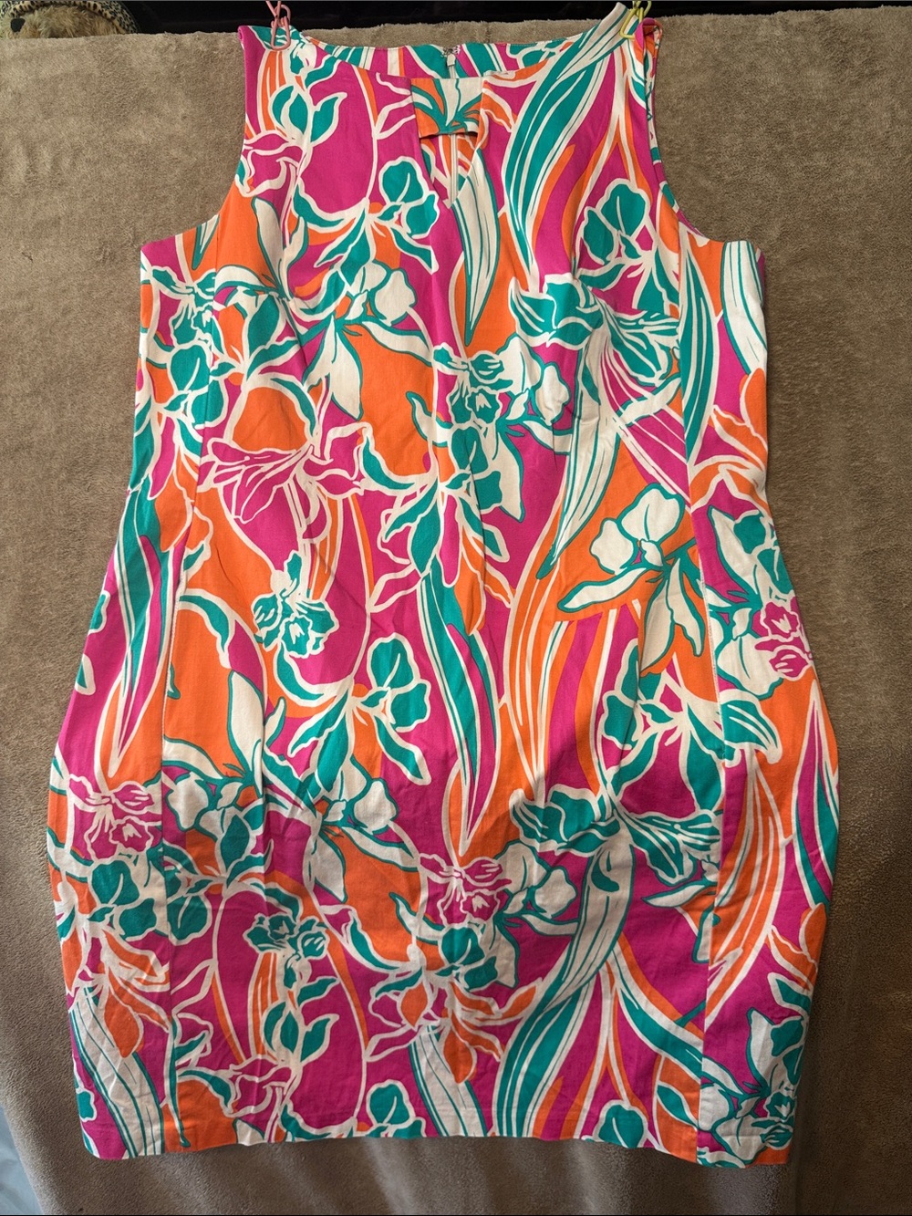 Anne Klein Pink, Orange & Teal Floral Sleeveless Shift Dress